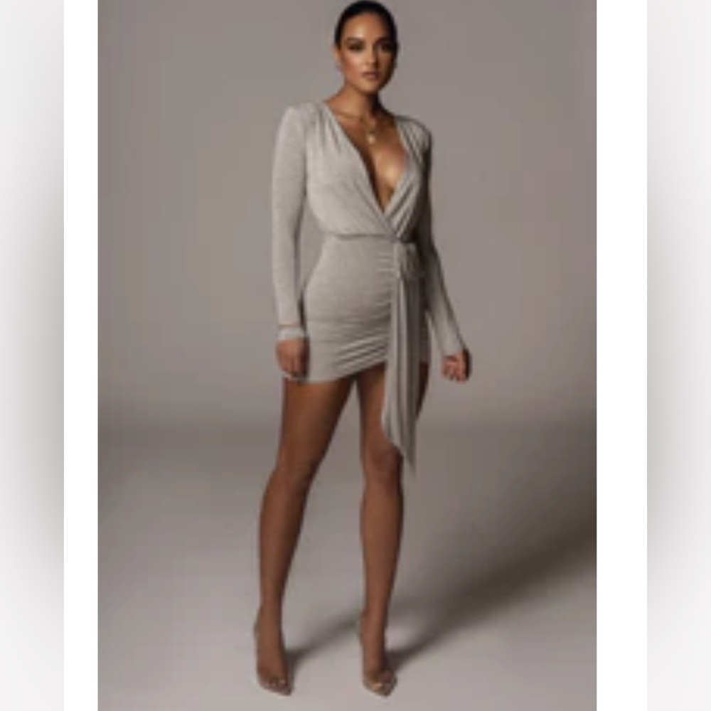 JLUXLABEL Quinn Overlay Dress in Heather Gray